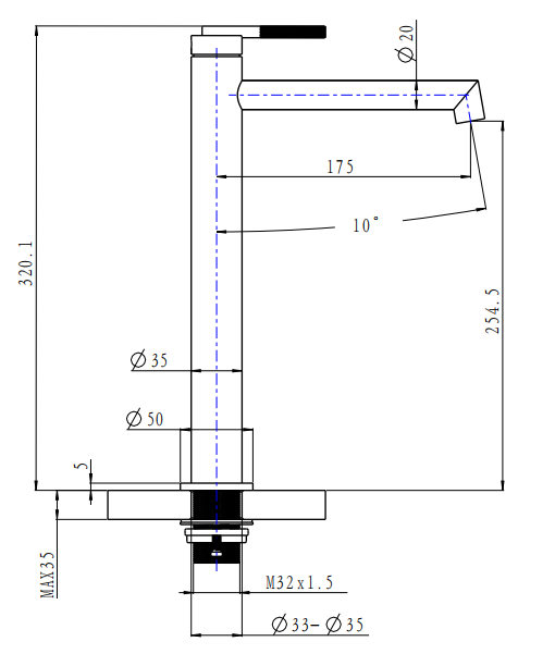 CADDENCE - Brushed Gunmetal Tall Basin Mixer