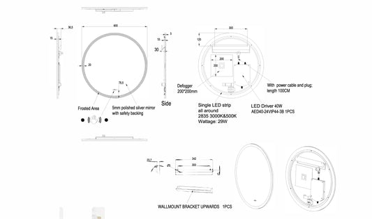 Round Led Backlit Mirror (600mm, 700mm, 800mm & 900mm)