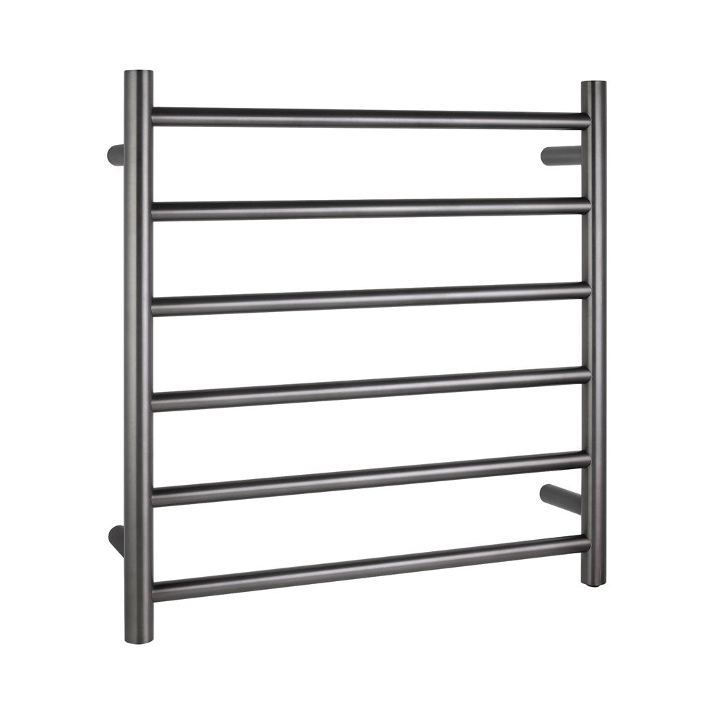 Round Brushed Gunmetal Heated Towel Rack 6 Bars