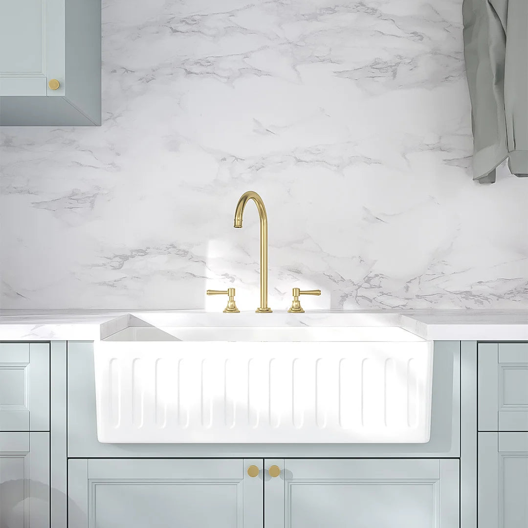 Kingsley Assembly Bench Mounted Set - Brushed Brass