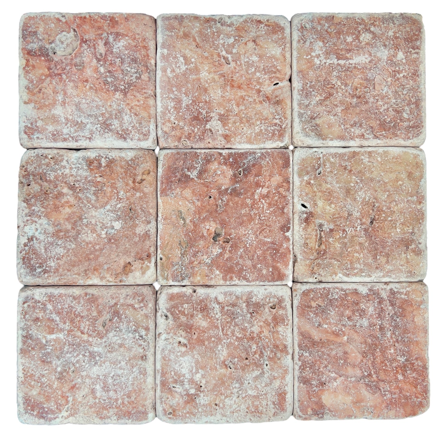 TRAVERTINE RED 100 TUMBLED 100X100X10MM