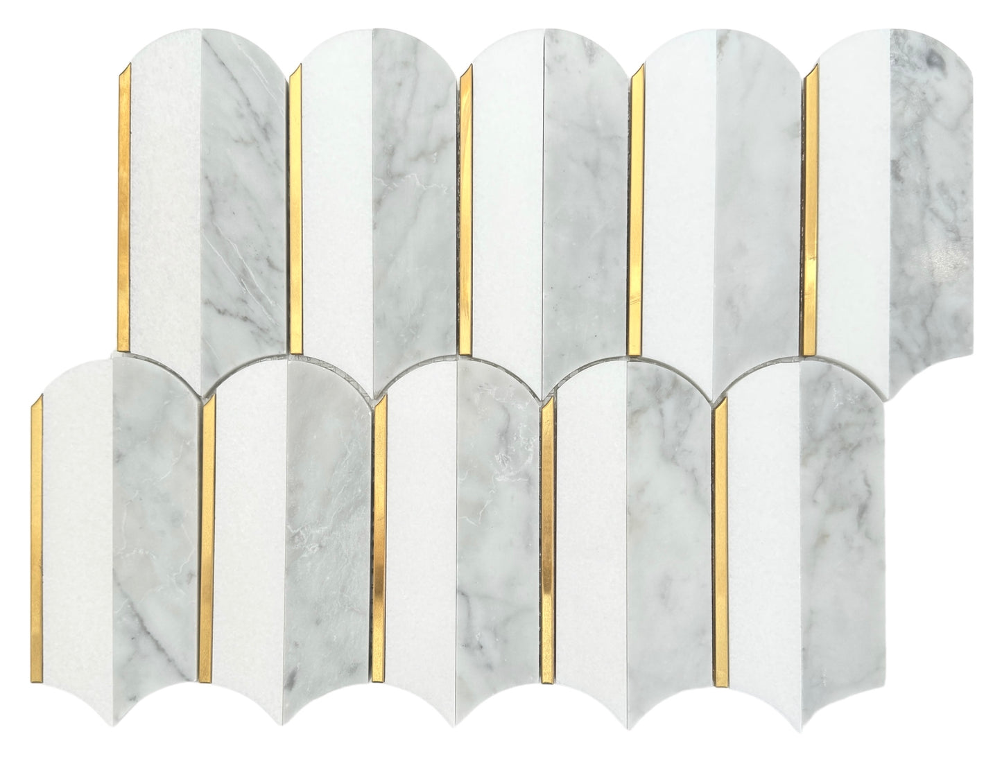 JUMBO FEATHER CARRARA + THASSOS + GOLD STAINLESS STEEL