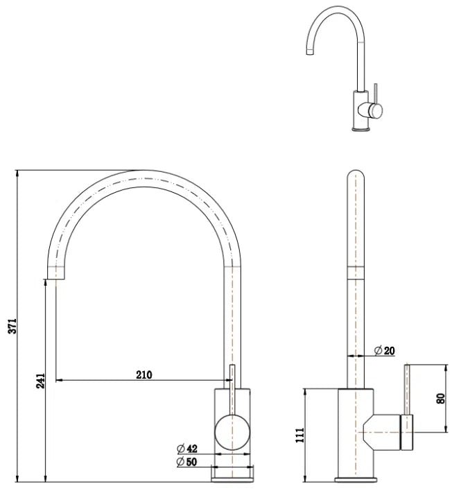 BELLA VISTA LVB MICA GOOSENECK SINK MIXER