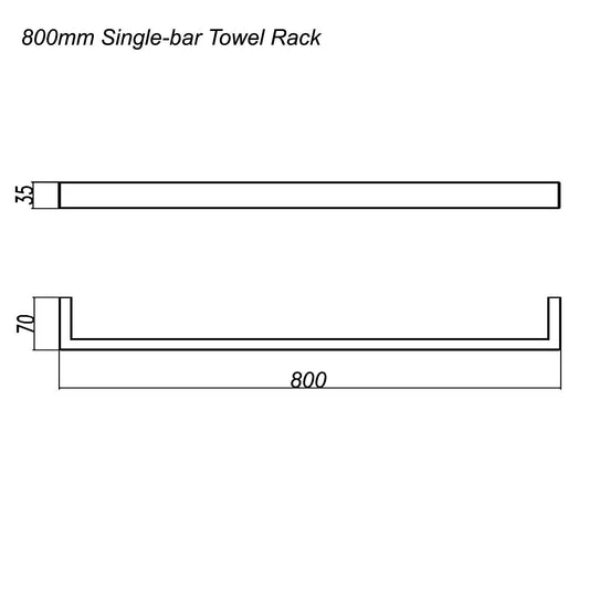 IVANO - 800mm Gunmetal Single Towel Rail
