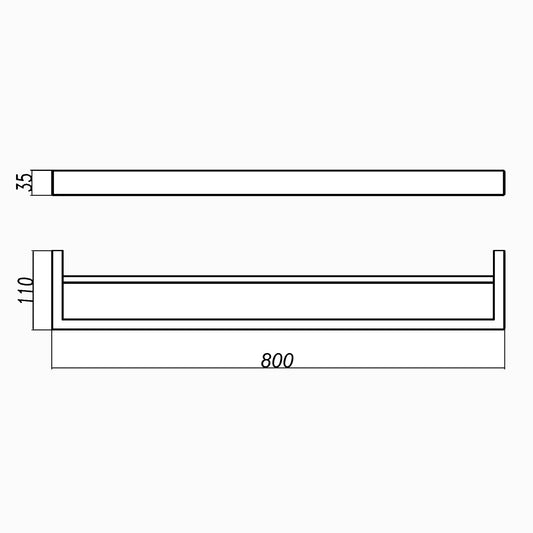 IVANO - 800mm Gunmetal Double Towel Rail