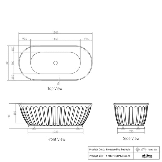 Keni 1500mm&1700mm Bathtub