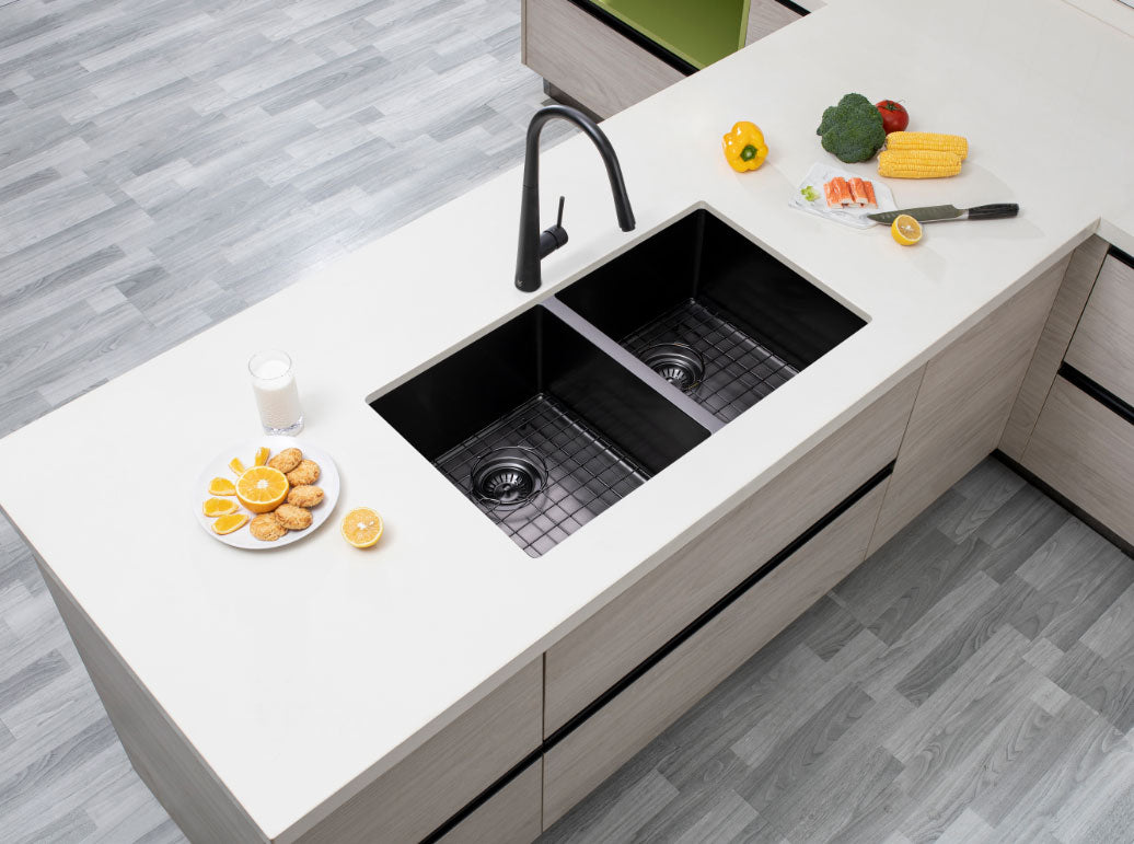 770x450x215mm Gunmetal Stainless Steel PVD Double Bowl Kitche Sink