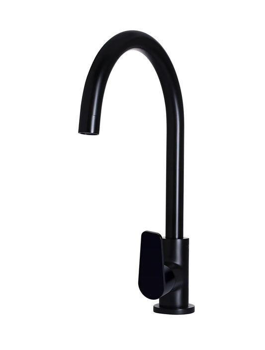 MEIR ROUND GOOSENECK KITCHEN MIXER TAP WITH PADDLE HANDLE