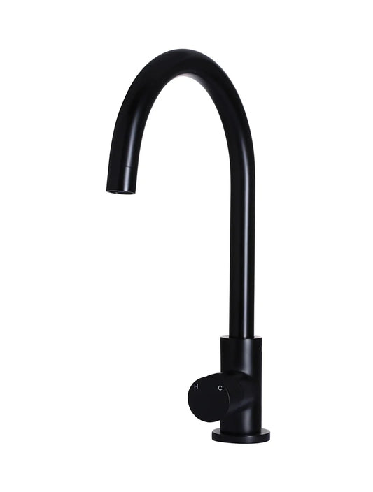 MEIR ROUND GOOSENECK KITCHEN MIXER TAP WITH PINLESS HANDLE