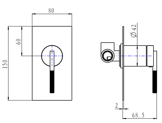 CADDENCE - Brushed Gunmetal Wall Mixer