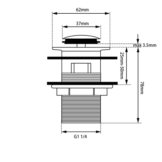 Gunmetal Pop Up Waste Overflow