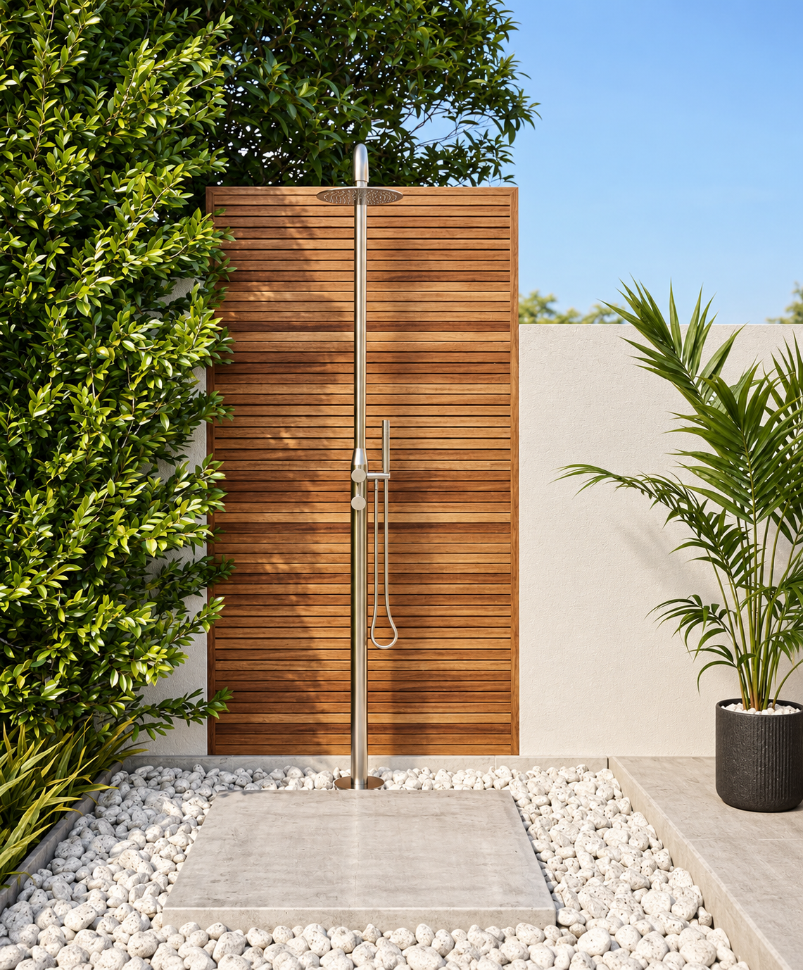 BELLA VISTA MICA GOOSENECK FREESTANDING OUTDOOR SHOWER