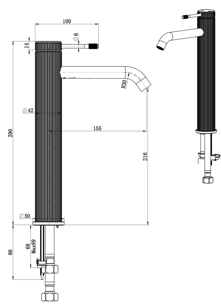BELLA VISTA MICA FLUTED TALL BASIN MIXER