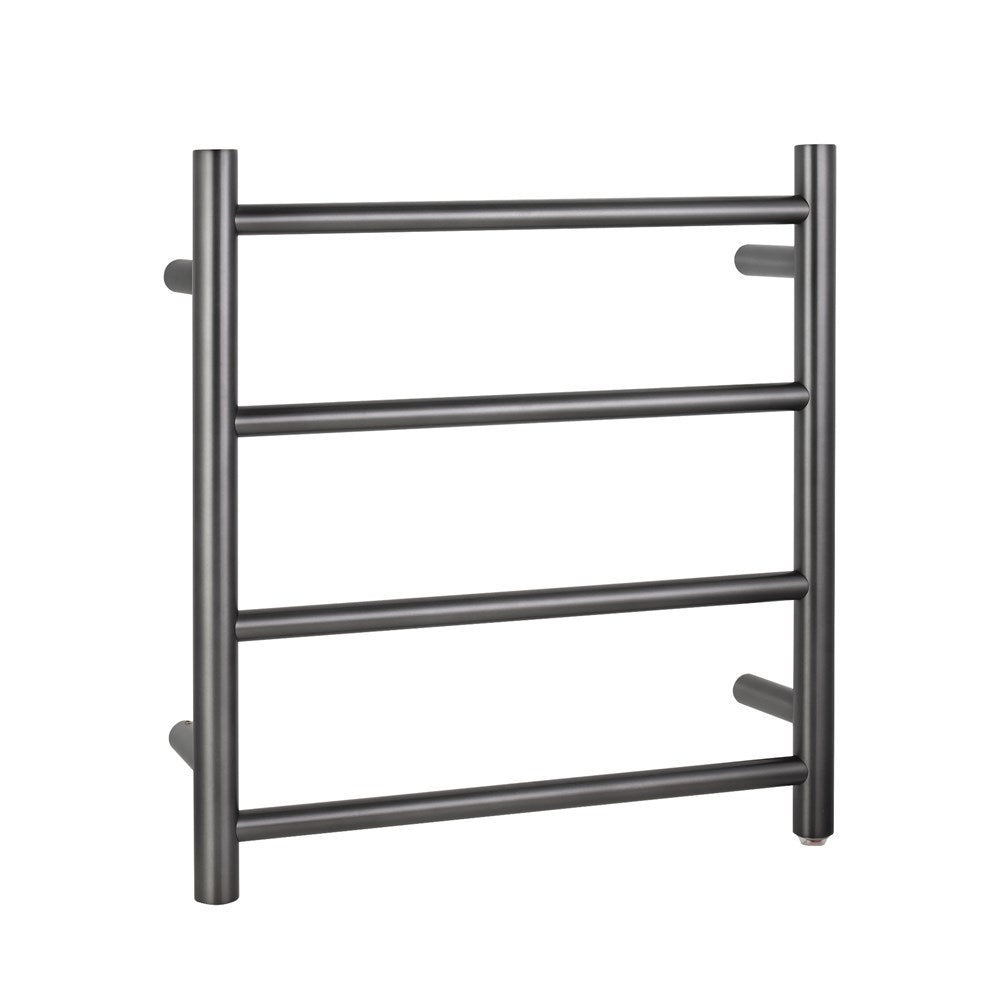 Round Brushed Gunmetal Heated Towel Rack 4 Bars