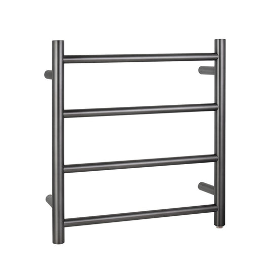 Round Brushed Gunmetal Heated Towel Rack 4 Bars
