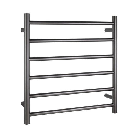 Round Brushed Gunmetal Heated Towel Rack 6 Bars