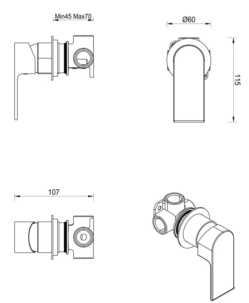 BELLA VISTA ELENIKO SHOWER MIXER-TRIM KIT ONLY