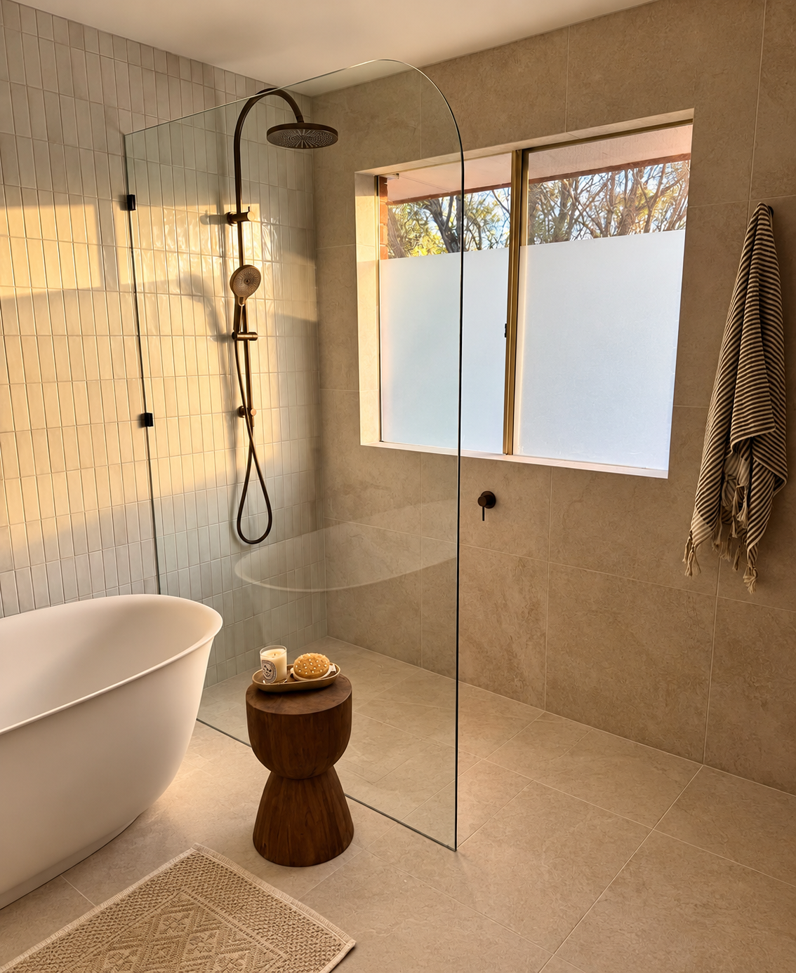 BELLA VISTA MICA GOOSENECK DUAL SHOWER RAIL