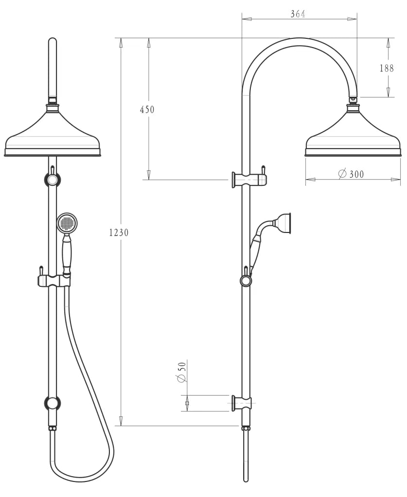BELLA VISTA MICA HERITAGE DUAL SHOWER RAIL