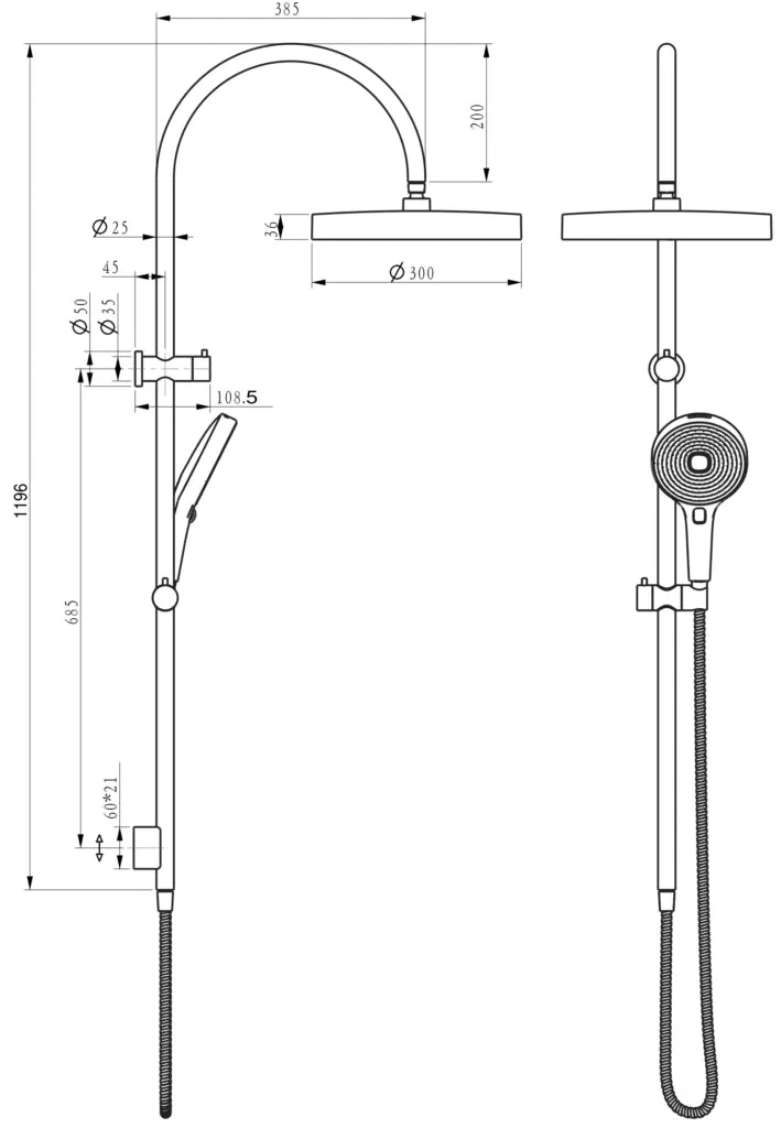 BELLA VISTA LANKAZA DUAL SHOWER RAIL