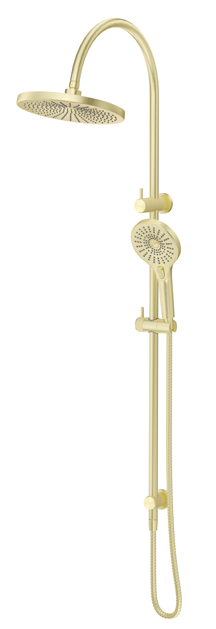 BELLA VISTA MICA FLUTED GOOSENECK DUAL SHOWER RAIL