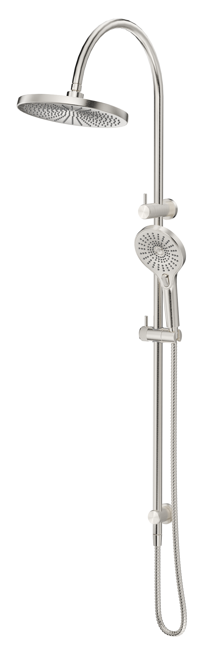 BELLA VISTA MICA FLUTED GOOSENECK DUAL SHOWER RAIL