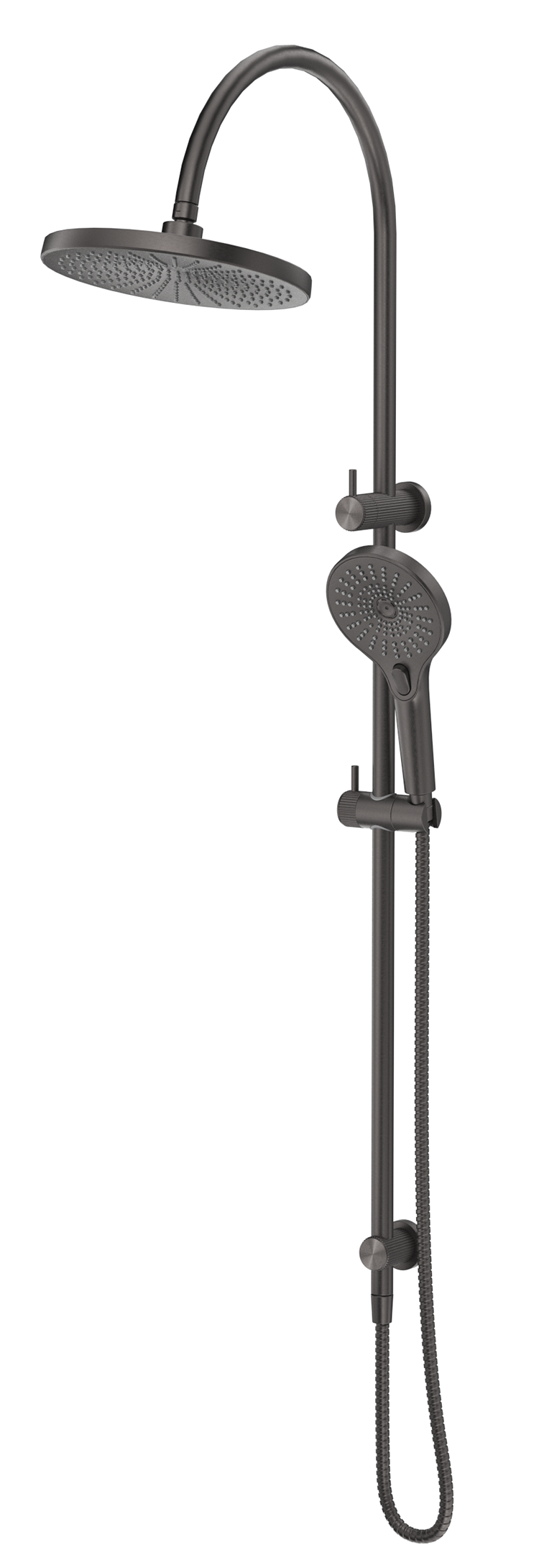 BELLA VISTA MICA FLUTED GOOSENECK DUAL SHOWER RAIL