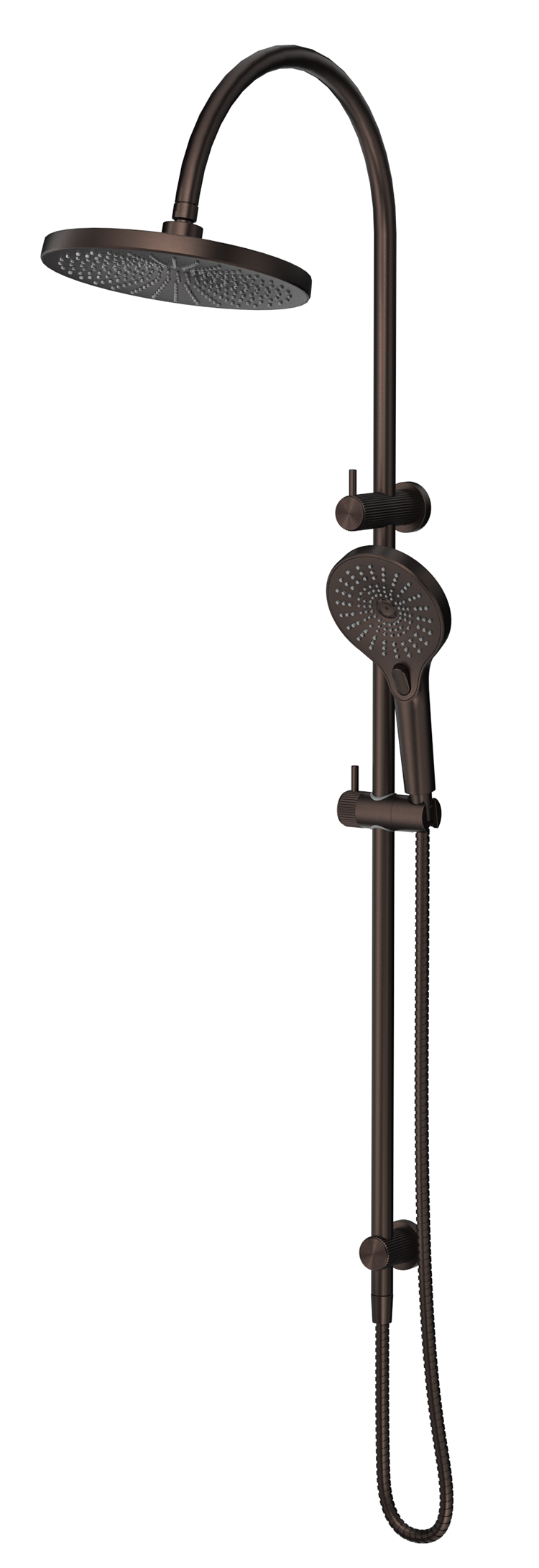 BELLA VISTA MICA FLUTED GOOSENECK DUAL SHOWER RAIL