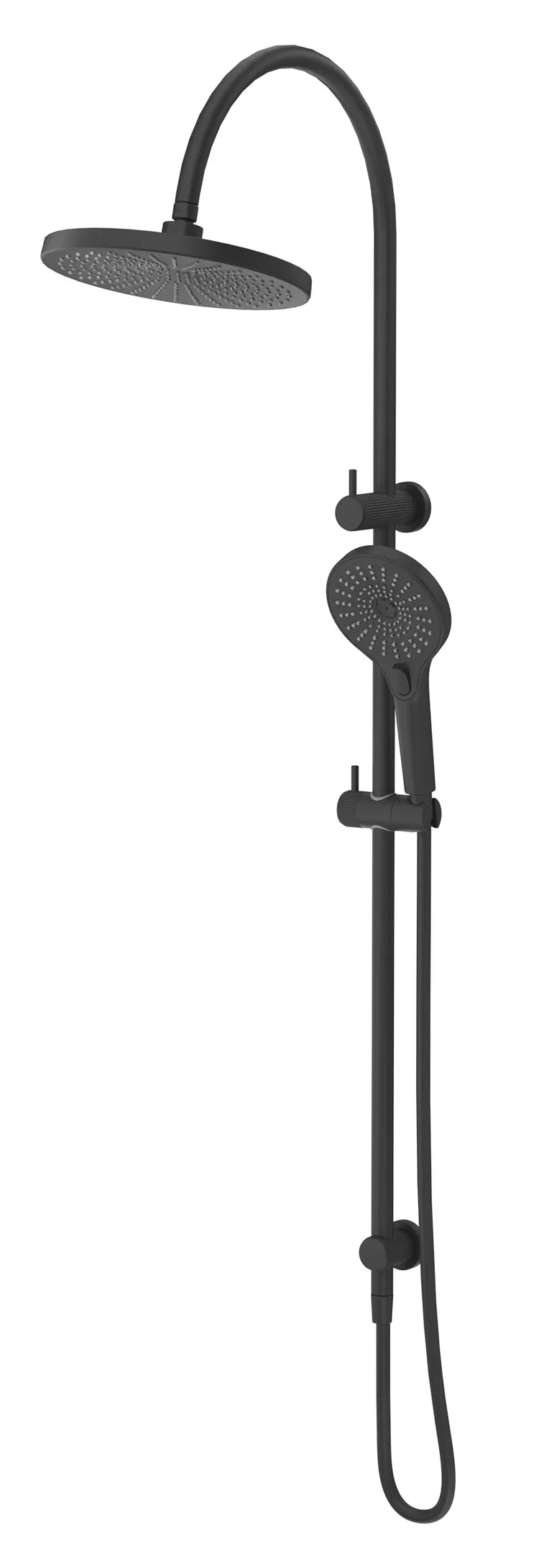 BELLA VISTA MICA FLUTED GOOSENECK DUAL SHOWER RAIL