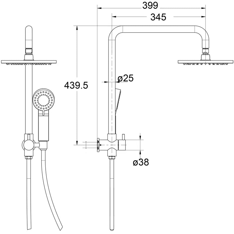 BELLA VISTA MICA HALF-RAIL SHOWER