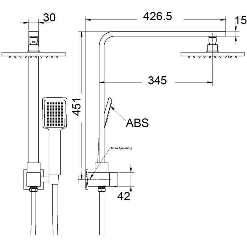 BELLA VISTA DEKO HALF-RAIL SHOWER