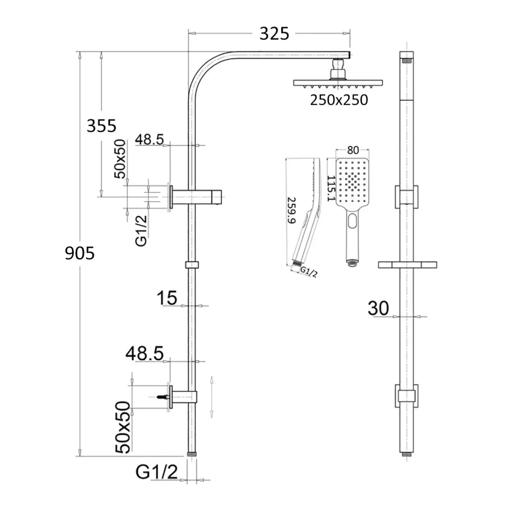 BELLA VISTA CRESTA DUAL SHOWER RAIL