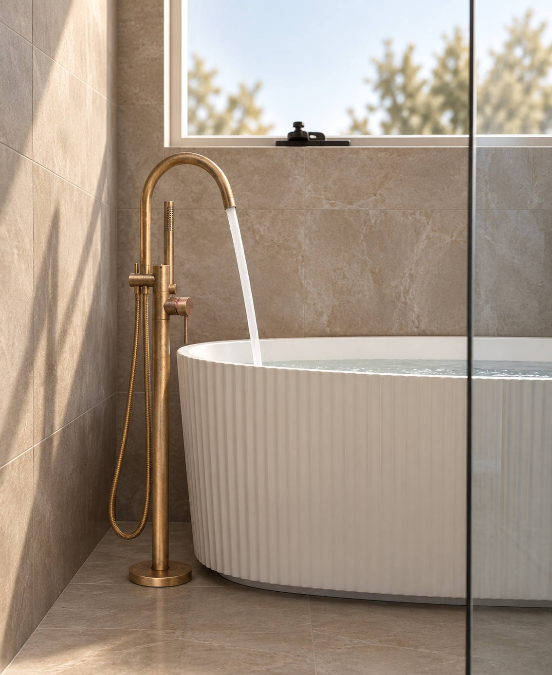 BELLA VISTA LVB FREESTANDING BATH MIXER WITH HAND SHOWER