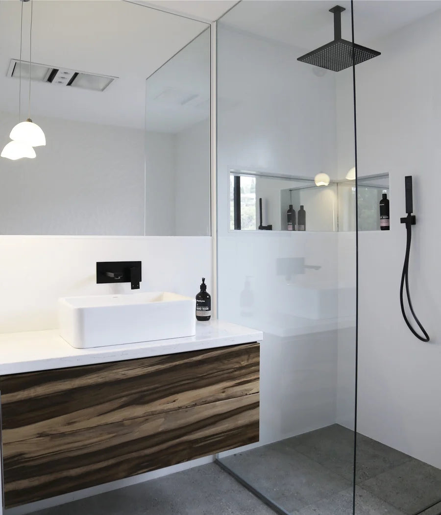 MEIR SQUARE CEILING SHOWER 300MM ROSE, 200MM DROPPER