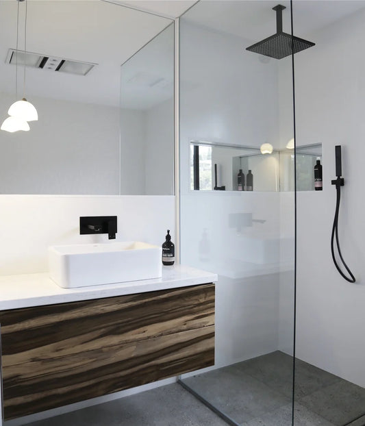 MEIR SQUARE CEILING SHOWER 300MM ROSE, 200MM DROPPER