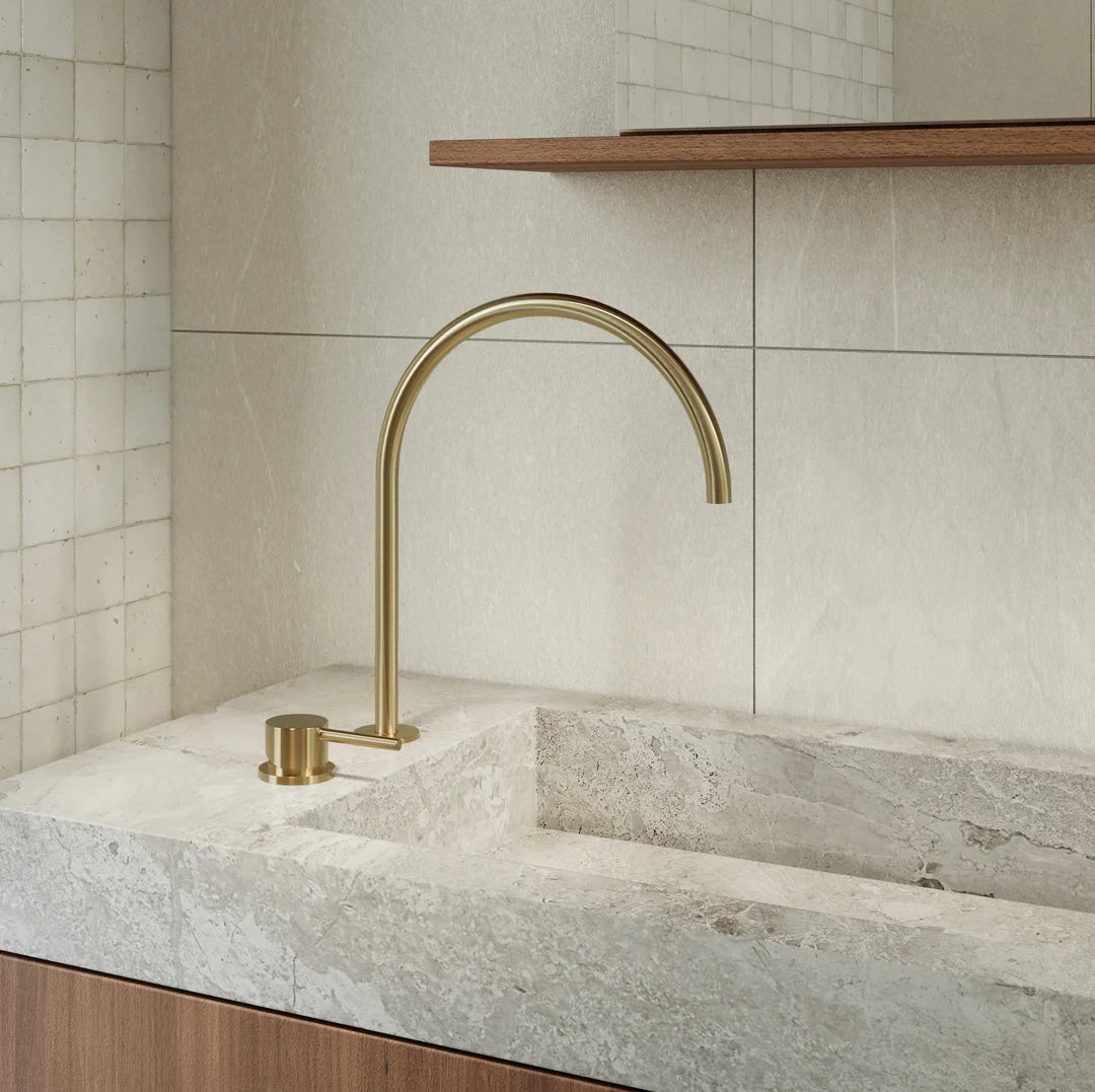 Elysian Bench-Mounted Minimal Mixer - Brushed Brass