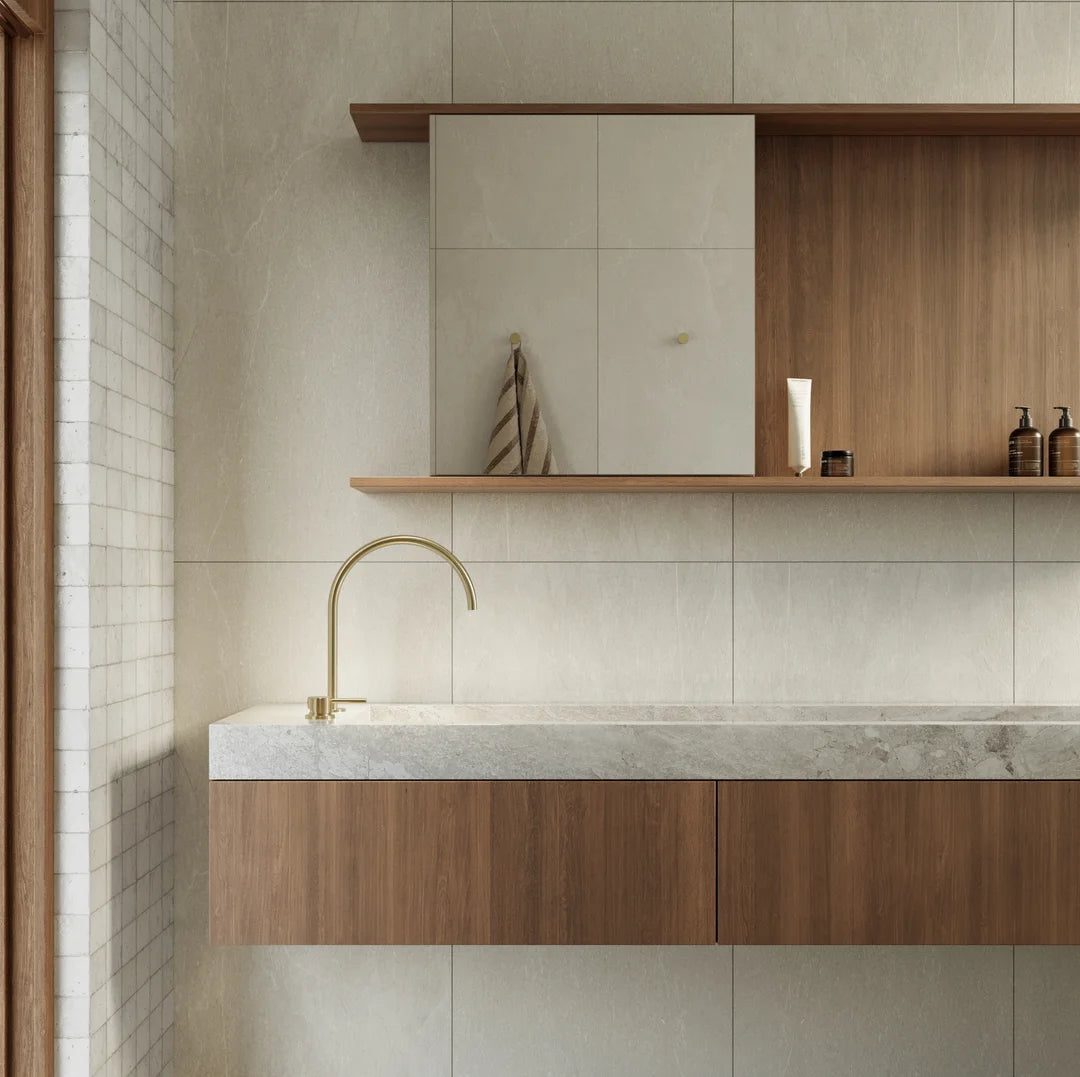 Elysian Bench-Mounted Minimal Mixer - Brushed Brass