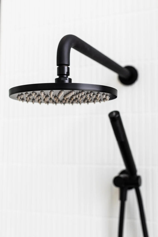 MEIR ROUND WALL SHOWER CURVED ARM 400MM
