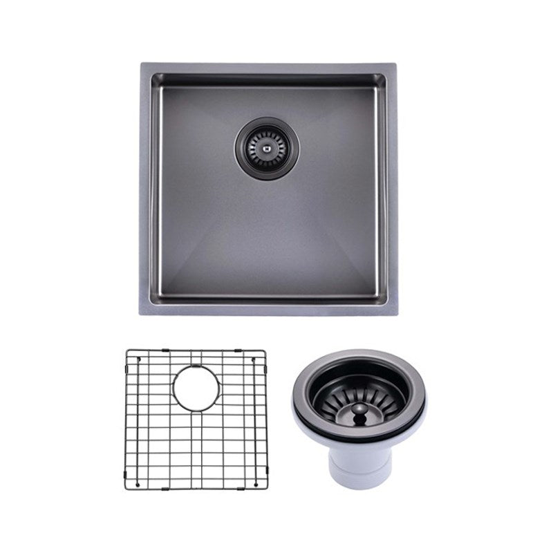 440x440x205mm Gunmetal Grey Stainless Steel Single Kitchen Sink