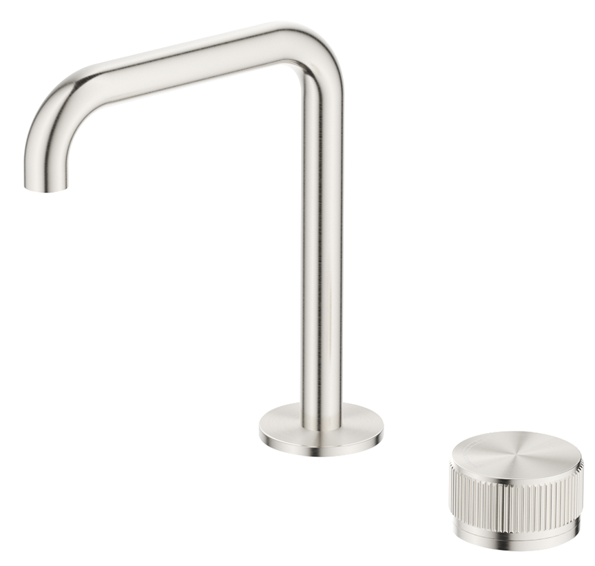 BELLA VISTA MICA FLUTED SOFT-SQUARE HOB BASIN MIXER SET