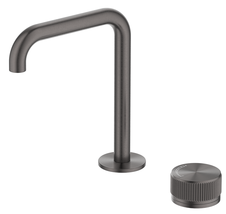 BELLA VISTA MICA FLUTED SOFT-SQUARE HOB BASIN MIXER SET