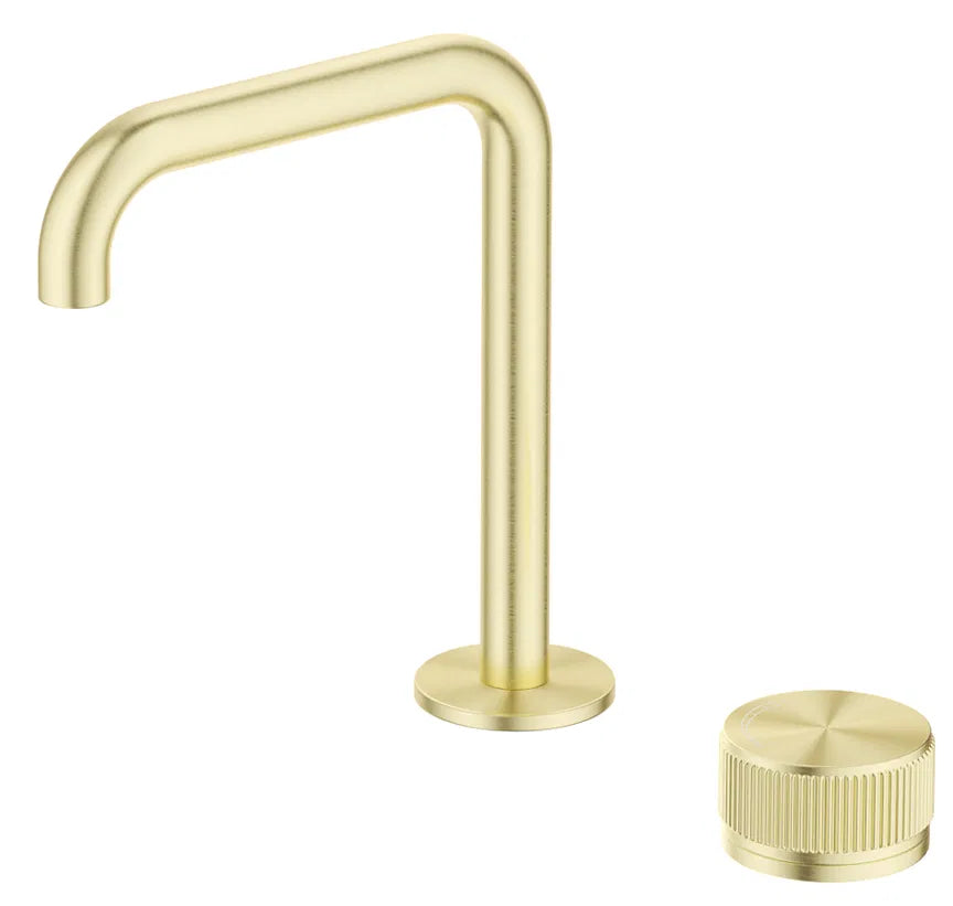 BELLA VISTA MICA FLUTED SOFT-SQUARE HOB BASIN MIXER SET