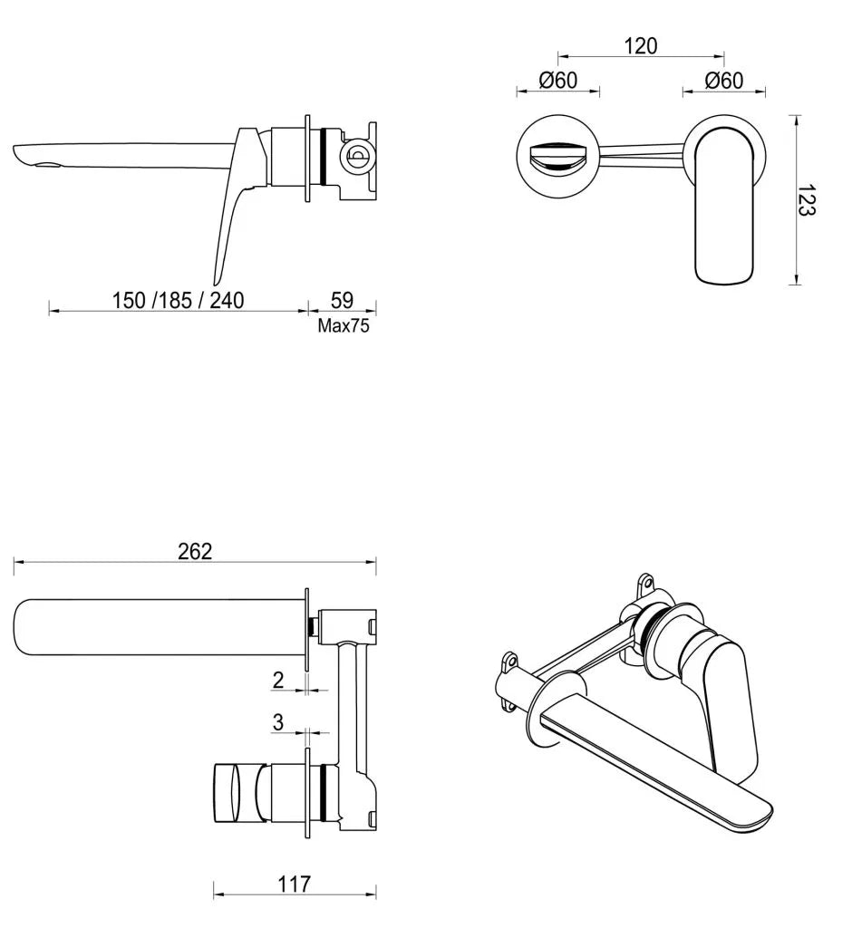 BELLA VISTA KAZA WALL-SPOUT- 2P-TRIM KIT ONLY