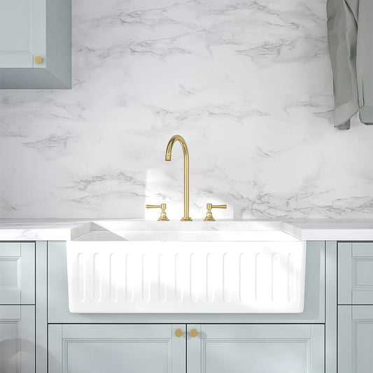 Kingsley Assembly Bench Mounted Set - Brushed Brass