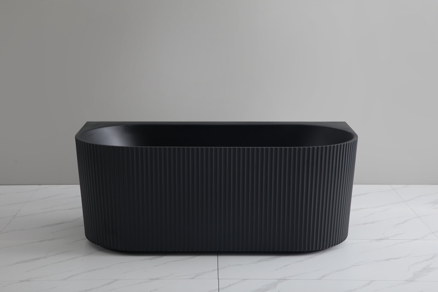 Back to Wall Oval Free Standing Grooved Bathtub