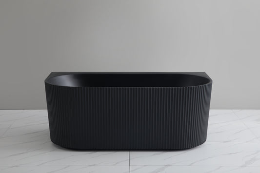 Back to Wall Oval Free Standing Grooved Bathtub