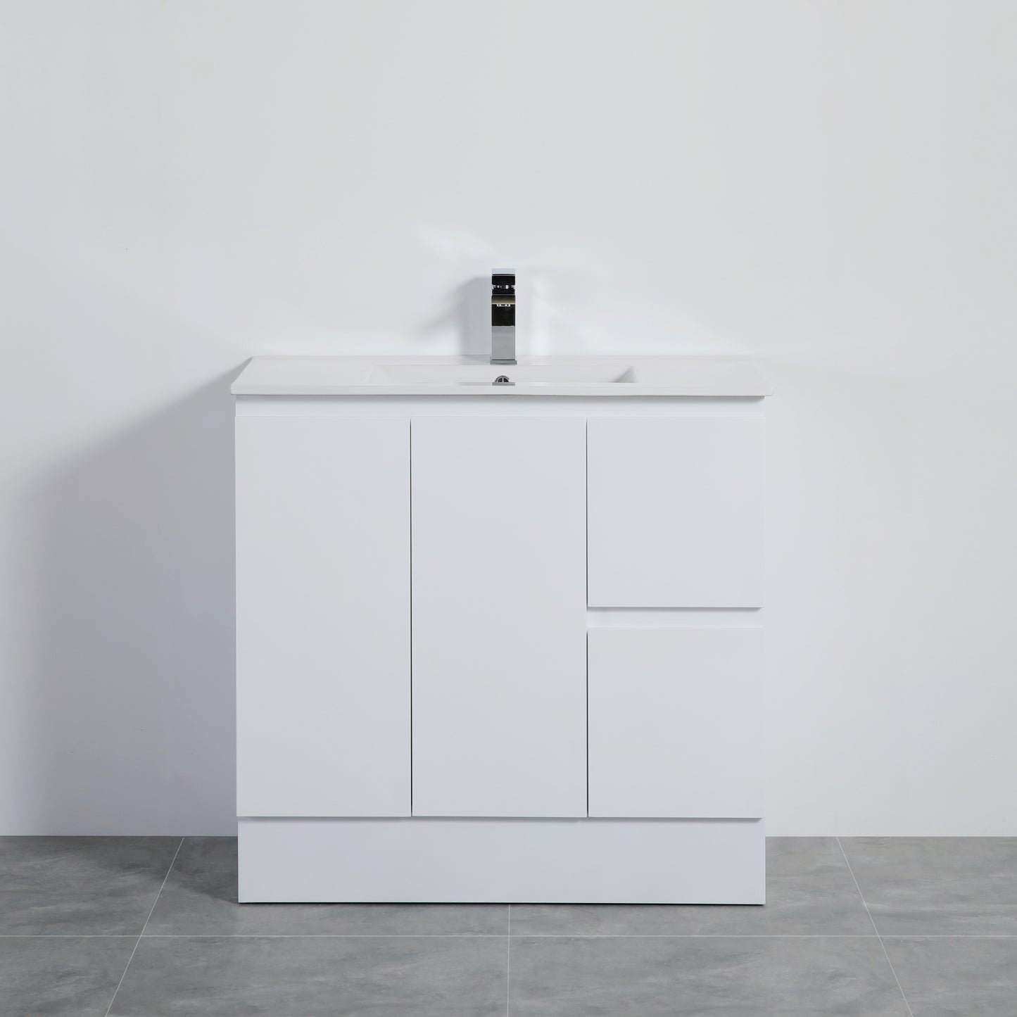 PVC WHITE VANITY ON KICKBOARD
