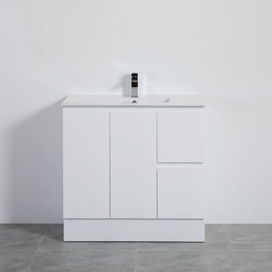 PVC WHITE VANITY ON KICKBOARD