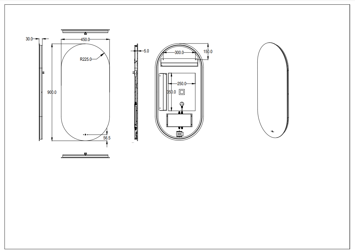 450x900mm Backlit LED Mirror