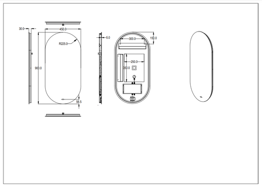450x900mm Backlit LED Mirror